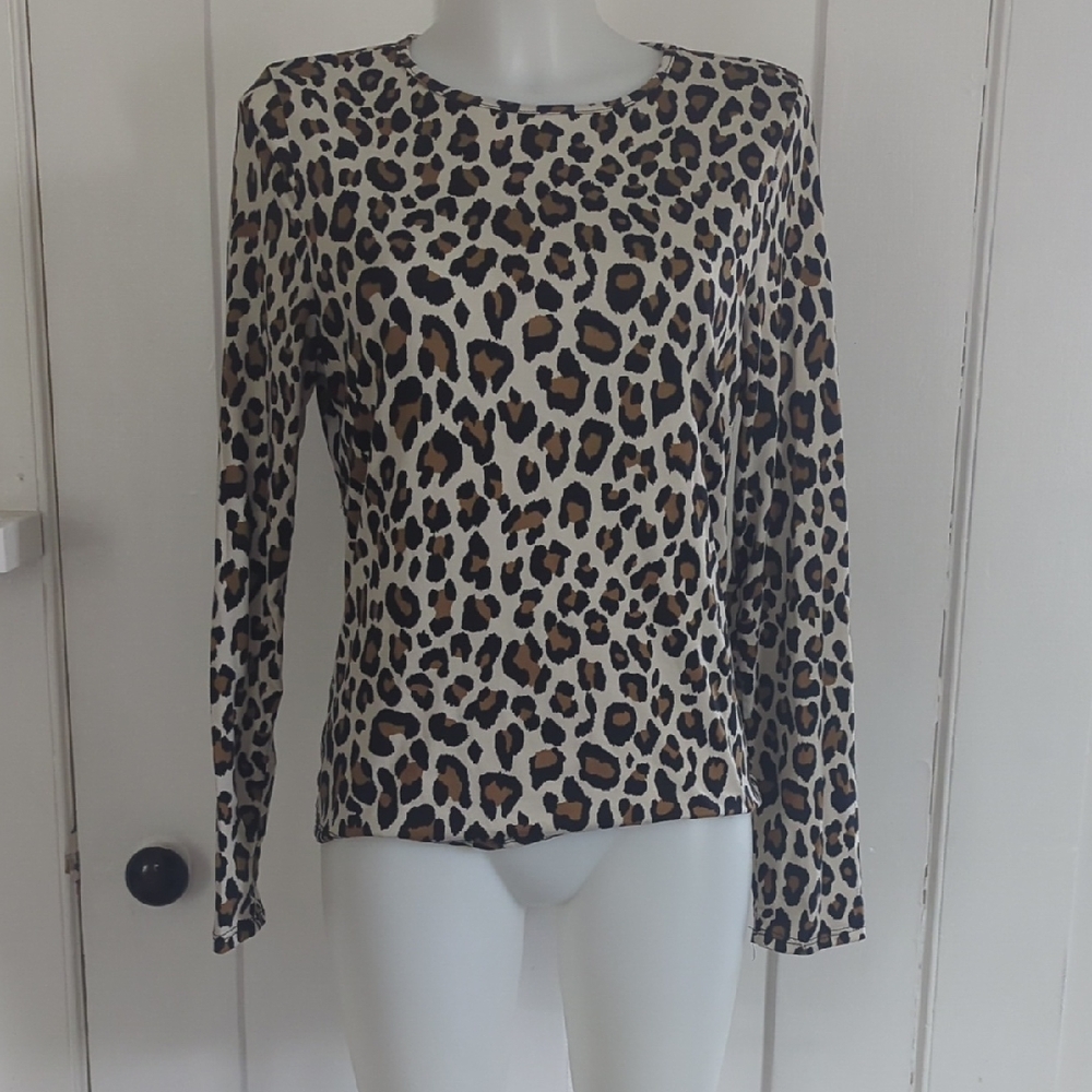 Gaze Black and Brown Fitted Blouse with Crew Neckline